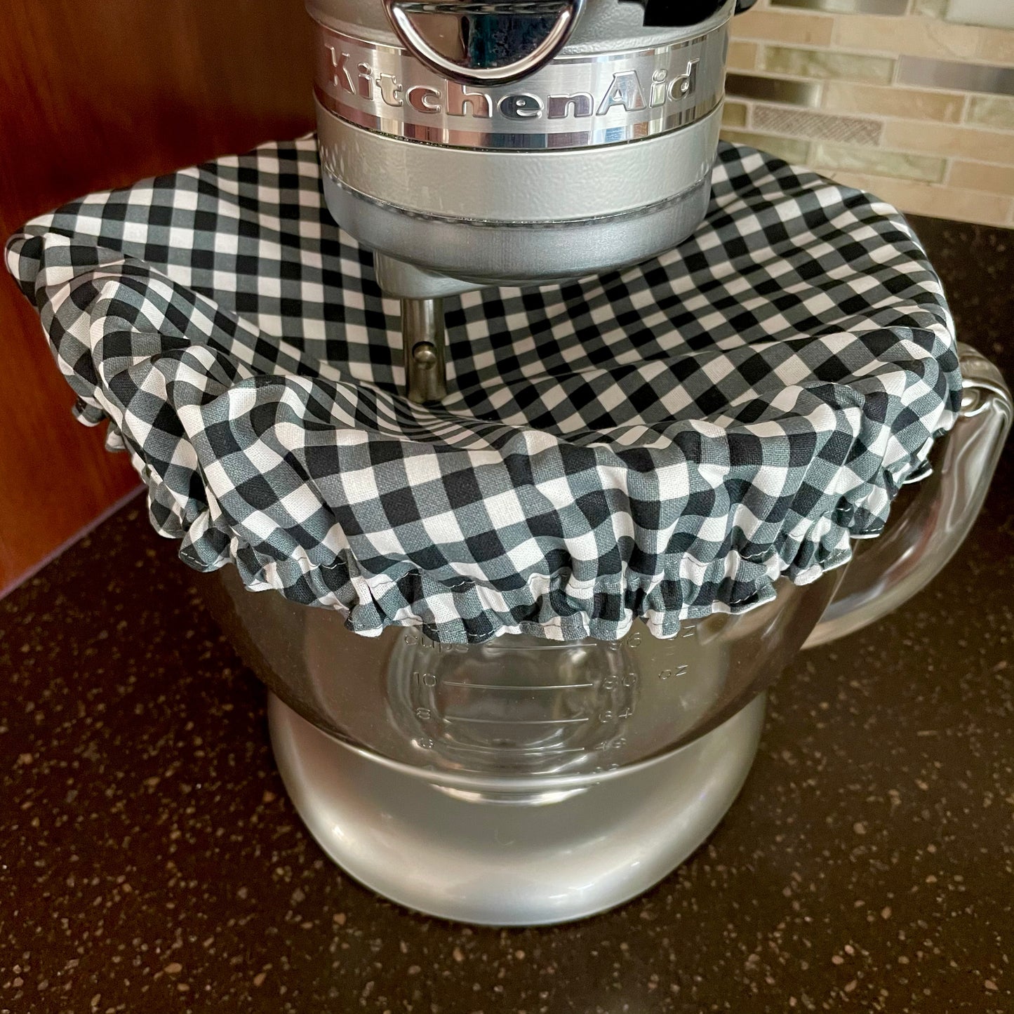 Stand Mixer Bowl Covers - Black and White Gingham Tiny Check