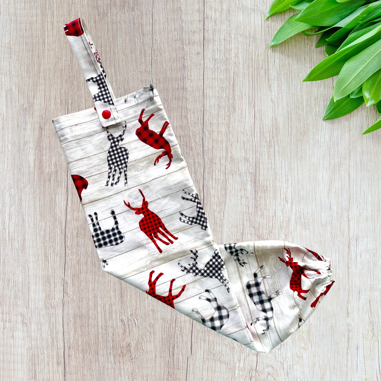 Plastic Bag Holder Dispenser - Buffalo Plaid Deer