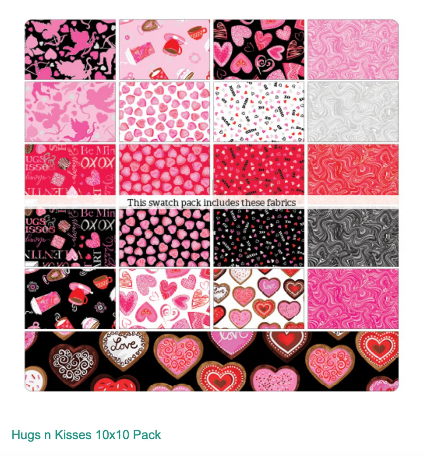 Hugs and Kisses 10 in Layer Cake | Hugs and Kisses 42 Piece Kanvas | Hugs and Kisses HUG10PK
