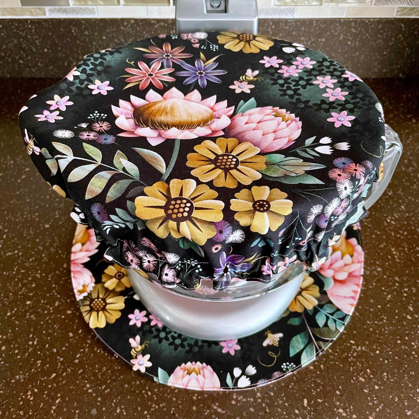 Stand Mixer Slider Mat | Honeybloom Bees and Flowers Mixer Slider Mat