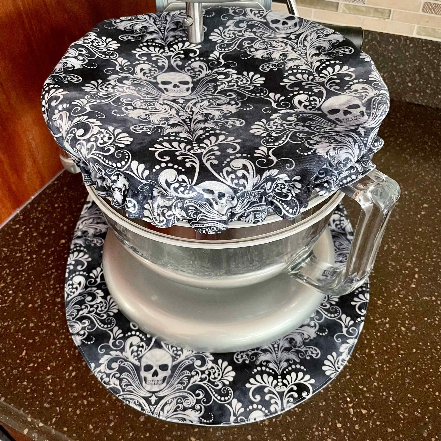 Stand Mixer Bowl Covers - Skull Damask