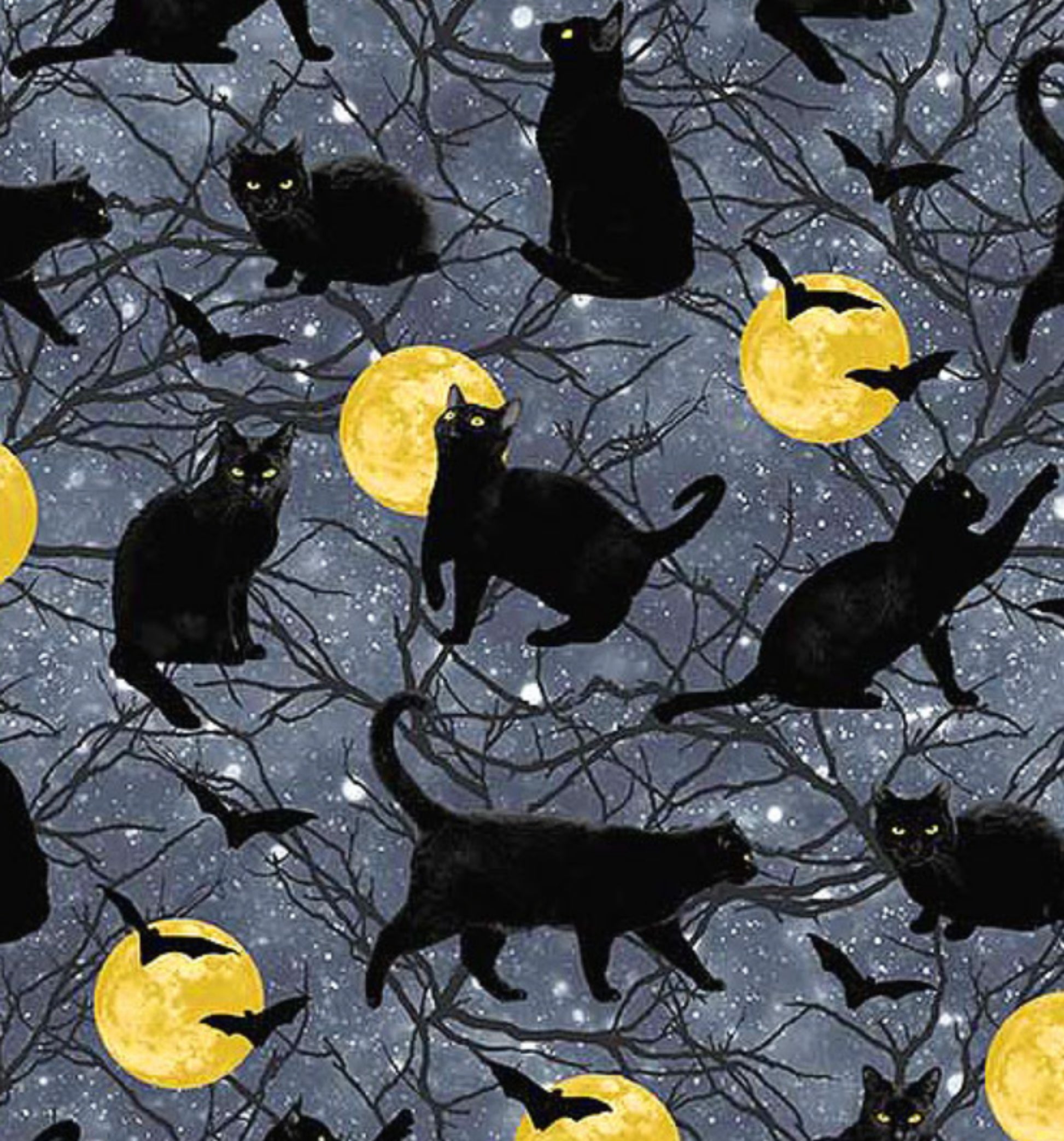 Hocus Pocus - Moons & Cats Halloween Themed fabric by Deborah Edwards for Northcott Fabrics