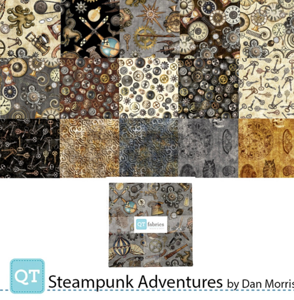 Steampunk Adventures Layer Cake 42 pc. 10" x 10" by Dan Morris or QT Fabrics