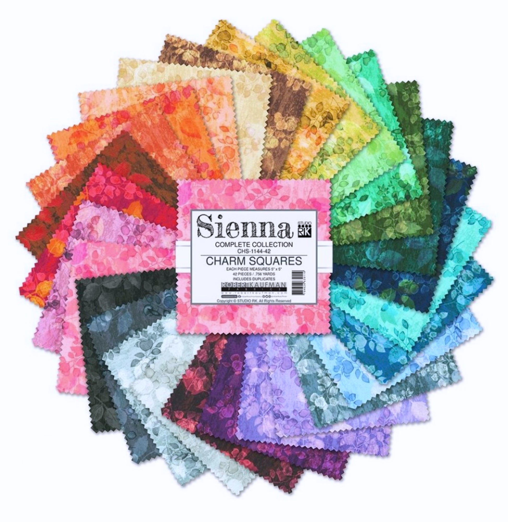 Sienna Charm Pack Robert Kaufman Charm Squares Fabric Chart