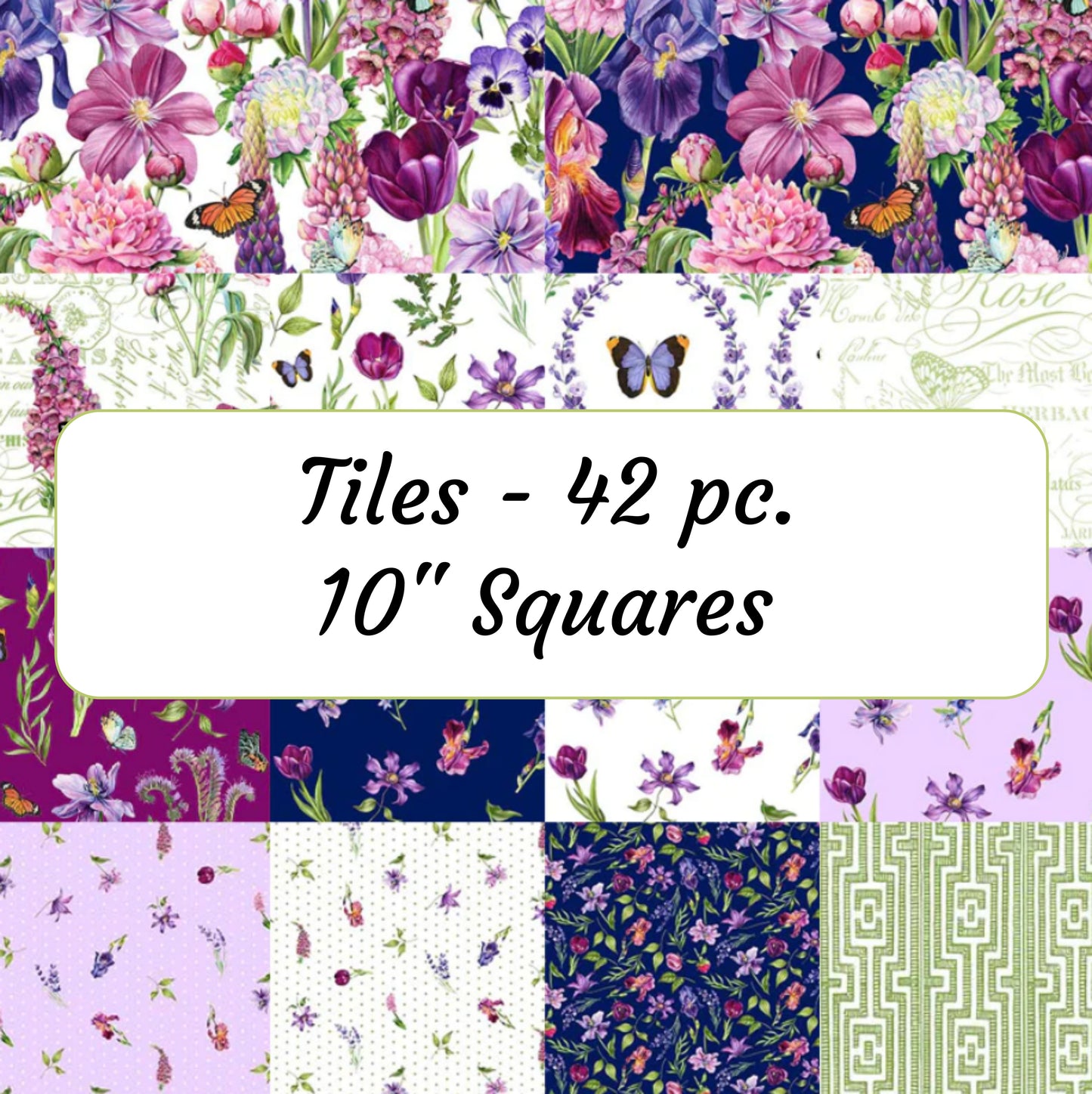 Deborah's Garden Tiles 42 pc. 10" Layer Cake - Northcott Fabrics