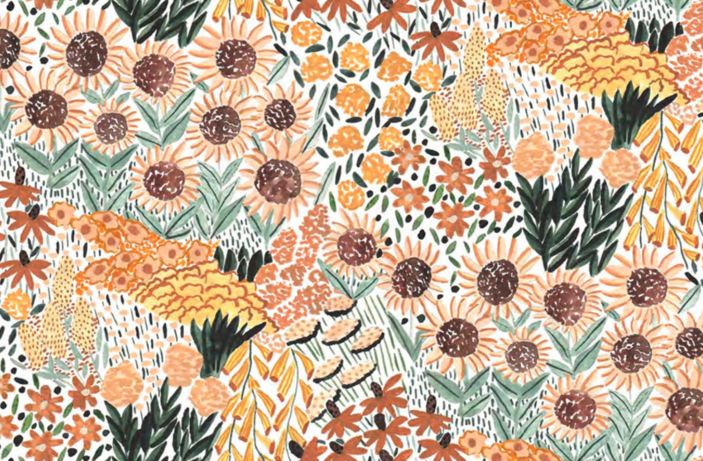 Golden Sunflowers - Autumn Forage Collection - Figo Fabrics