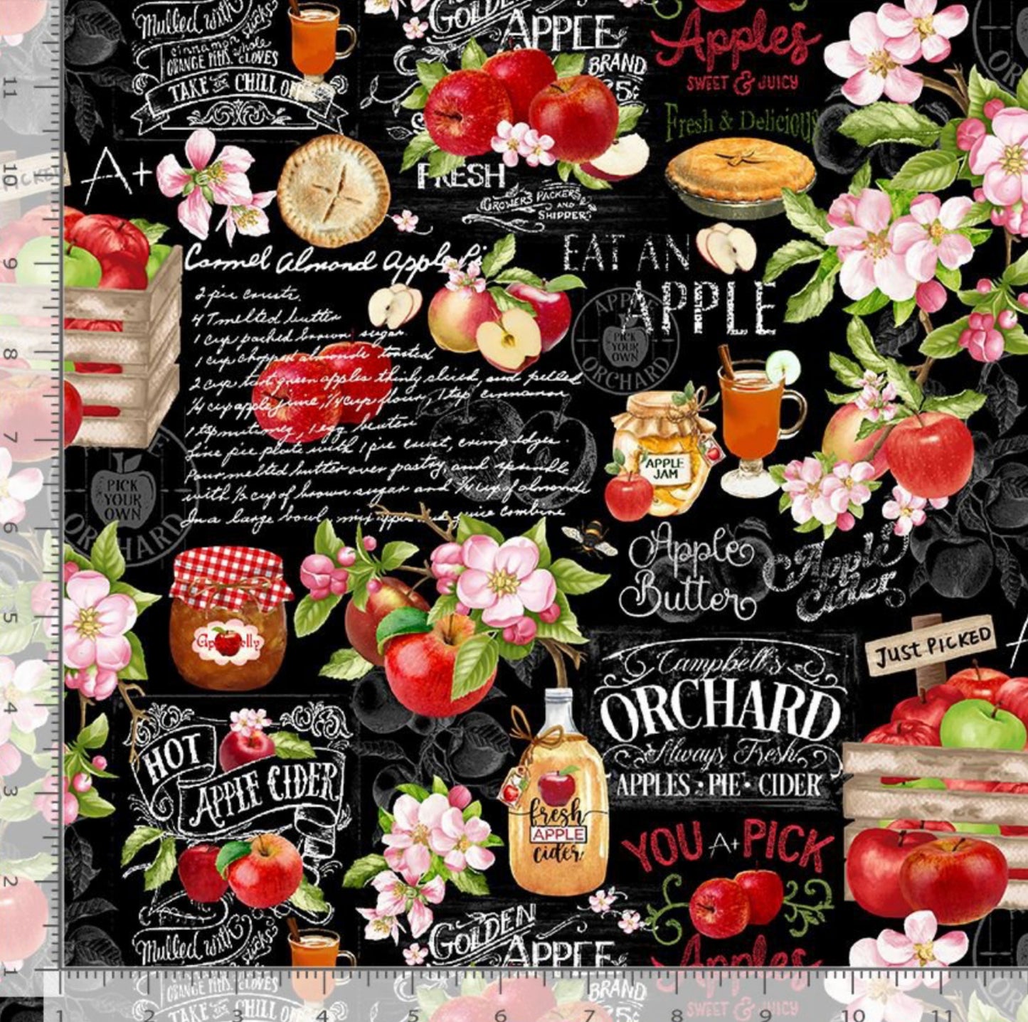 Apple Farm Chart Fabric - Orchard Valley - Timeless Treasures