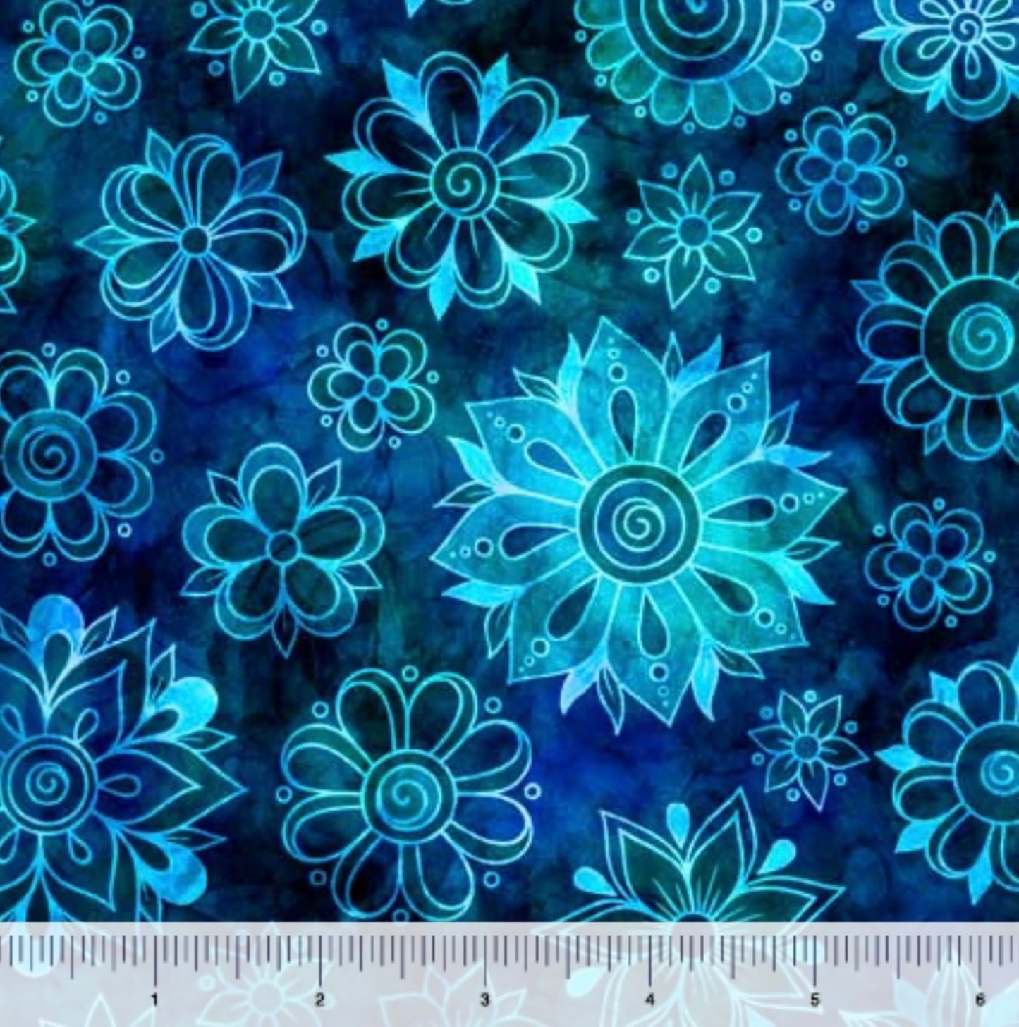 Bohemian Dreams Floral Toss - Shades of Blue - Dan Morris for QT Fabrics