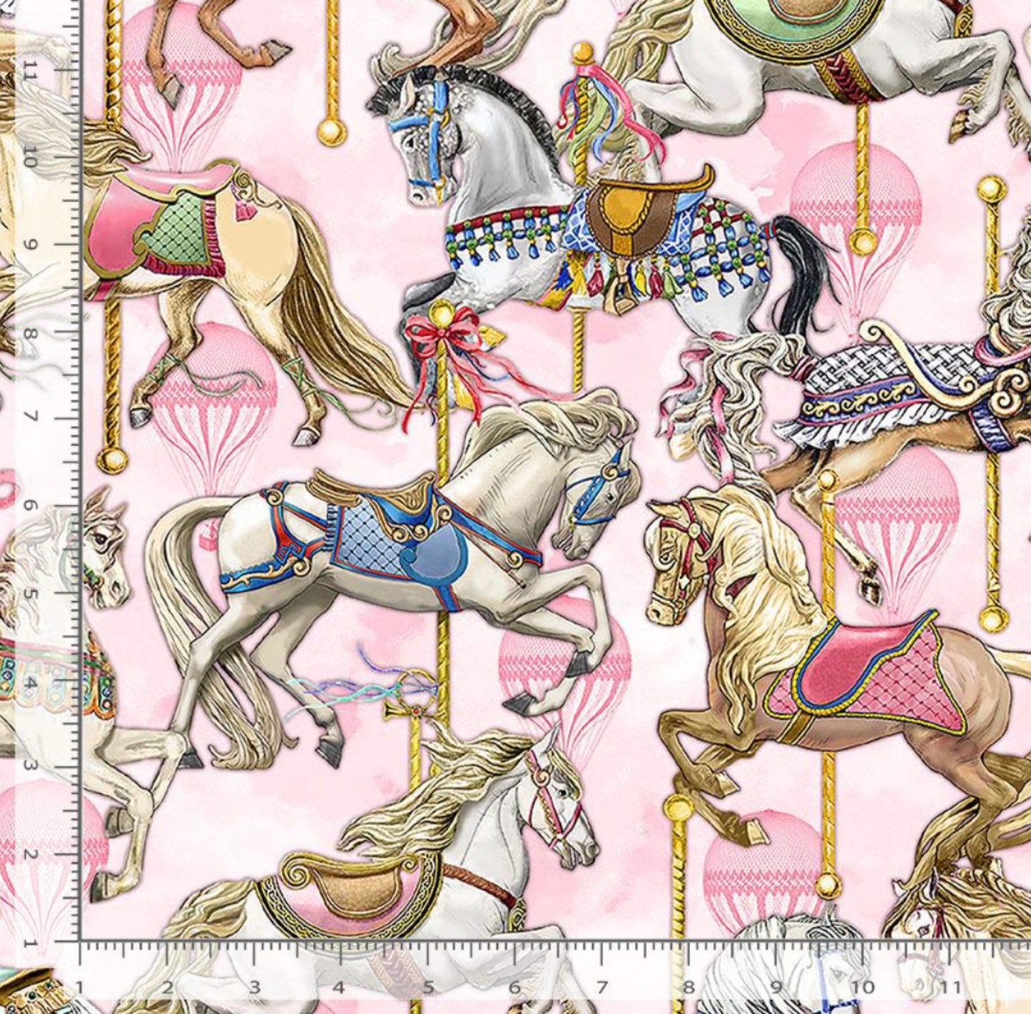Carousel Horses Fabric from the Admit One Collection - Timeless Treasures