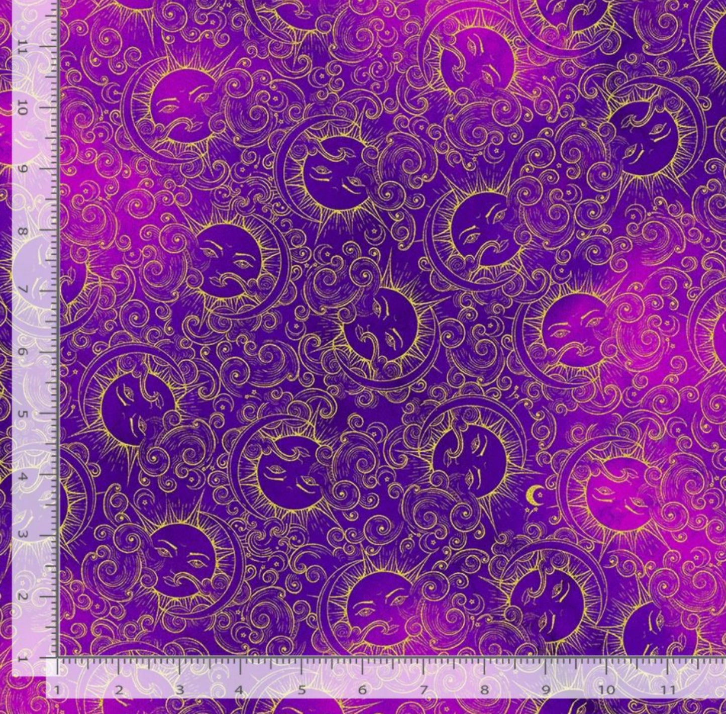 Celestial Sun Metallic Purple Fabric - Cosmos Collection - Chong A. Hwang - Timeless Treasures