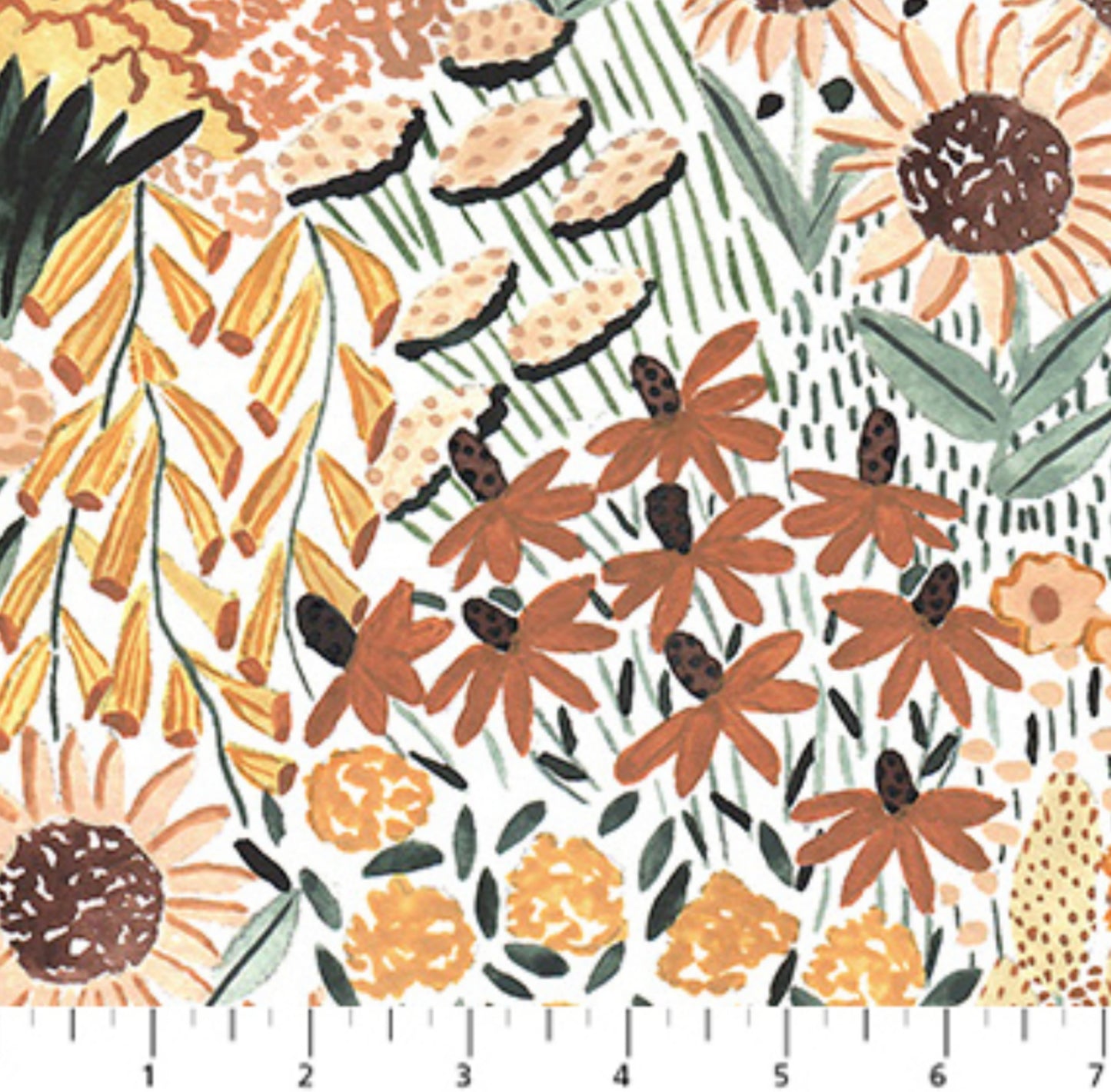 Golden Sunflowers - Autumn Forage Collection - Figo Fabrics