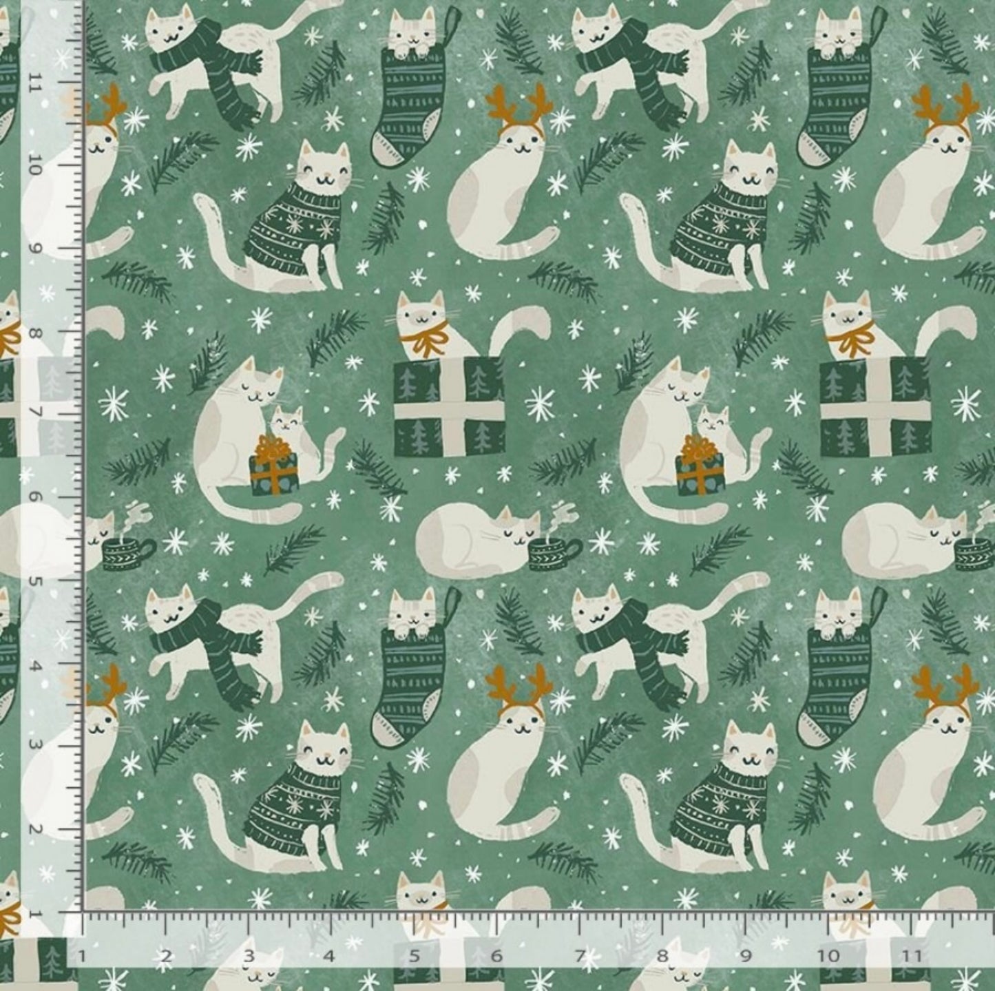 Holiday Cats - from the Best In Snow Collection by Clara Jean for Dear Stella Fabrics - Multi