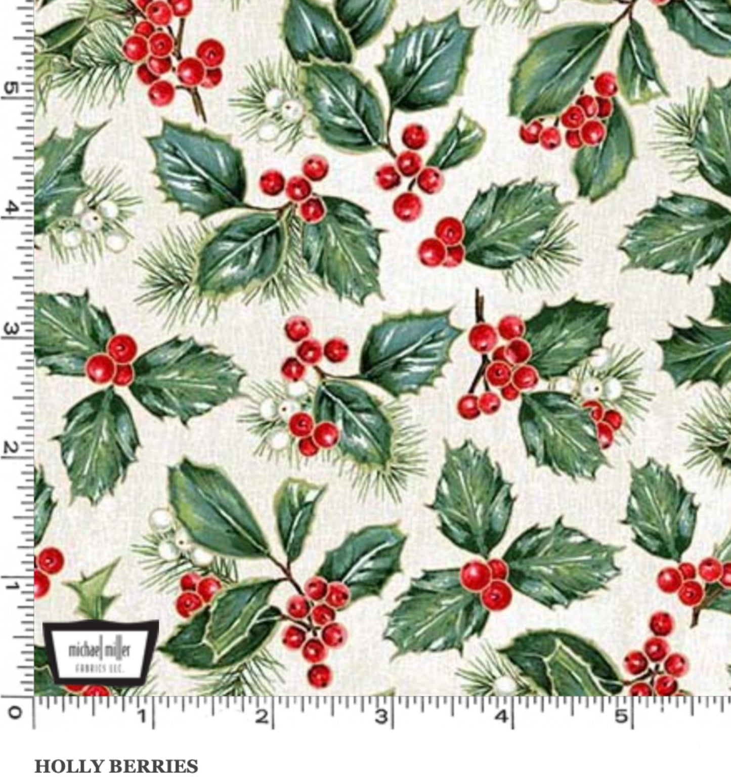 Christmas Holly Berry Fabric - Michael Miller Fabrics
