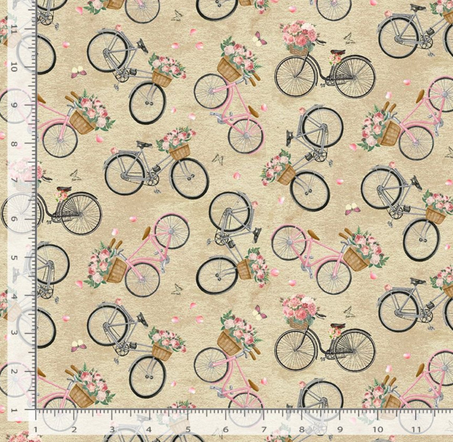French Floral Bike Fabric - Bicycles From the Jardin Collection - Timeless Treasures