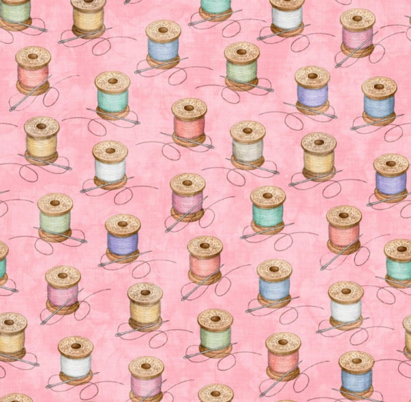 Spools in Pink by Dan Morris for QT Fabrics
