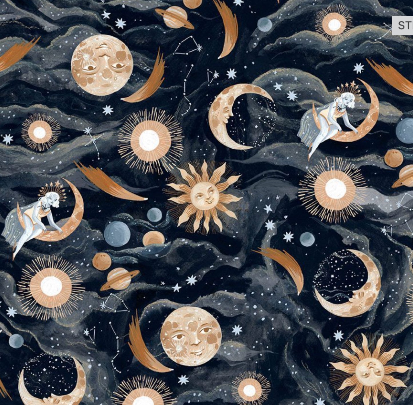 La Luna from the La Luna Collection by Rae Ritchie for Dear Stella Fabrics DRR-2598 - Celestial Themed - Sun, Moon and Stars