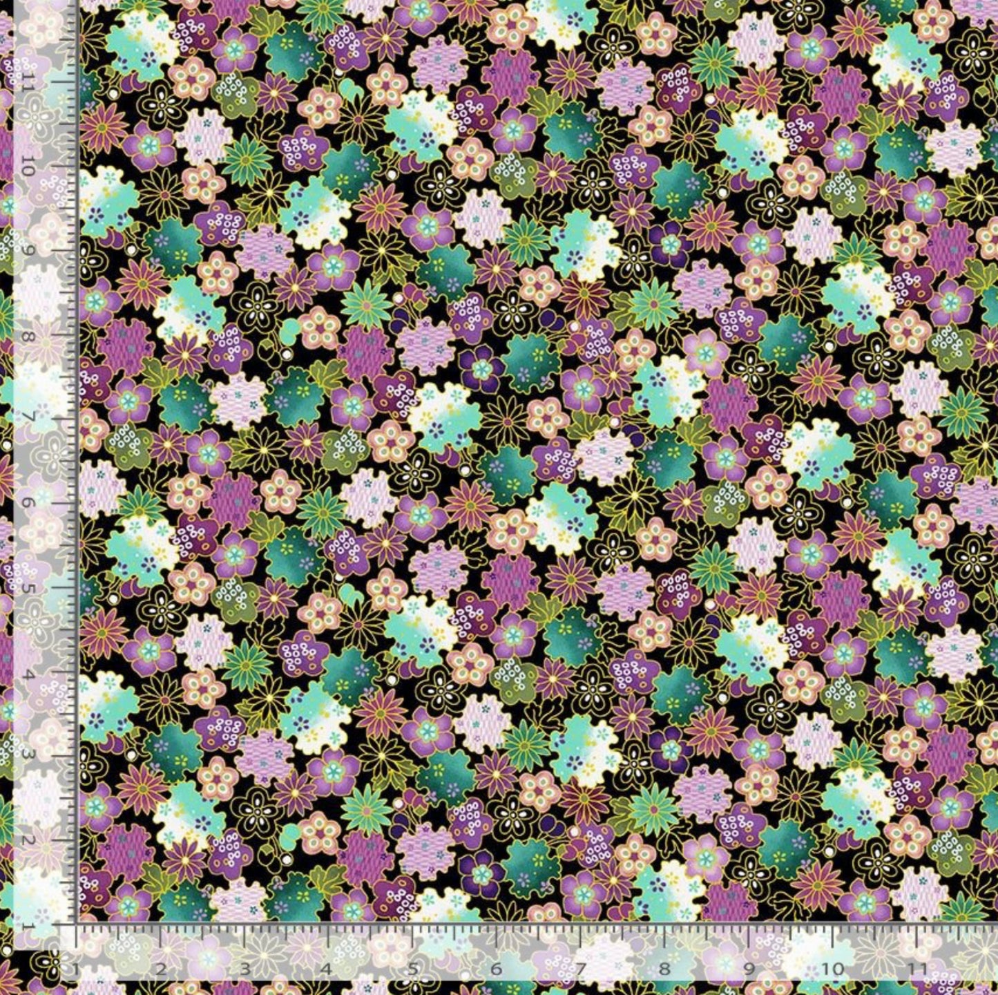 Shizuka - Metallic Geo Floral - Chong A Hwang - Timeless Treasures Fabrics