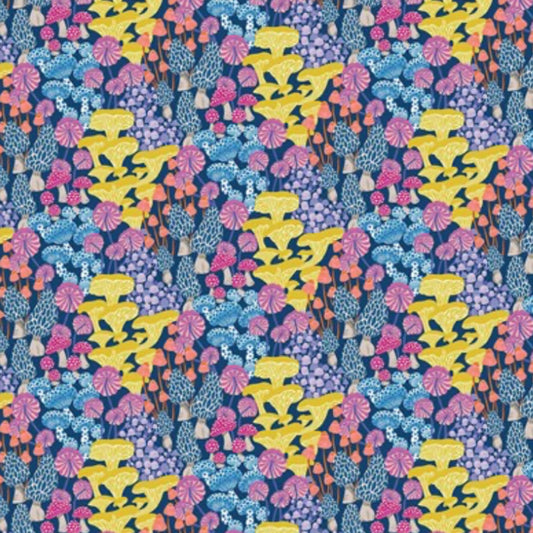 Mushroom Magic from the Magic Garden Collection Figo Fabrics - Blue Multi