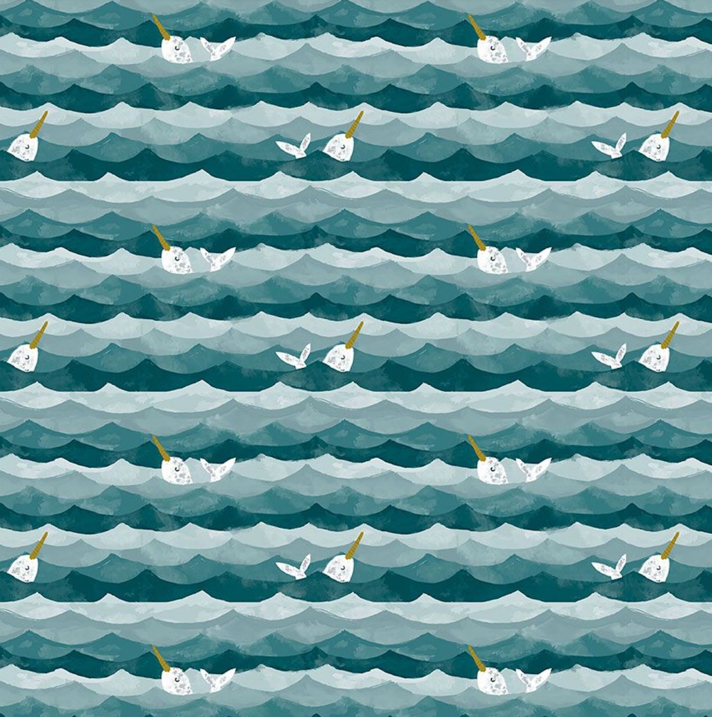 Narwhals Fabric from the La Mer Collection by Clara Jean for Dear Stella