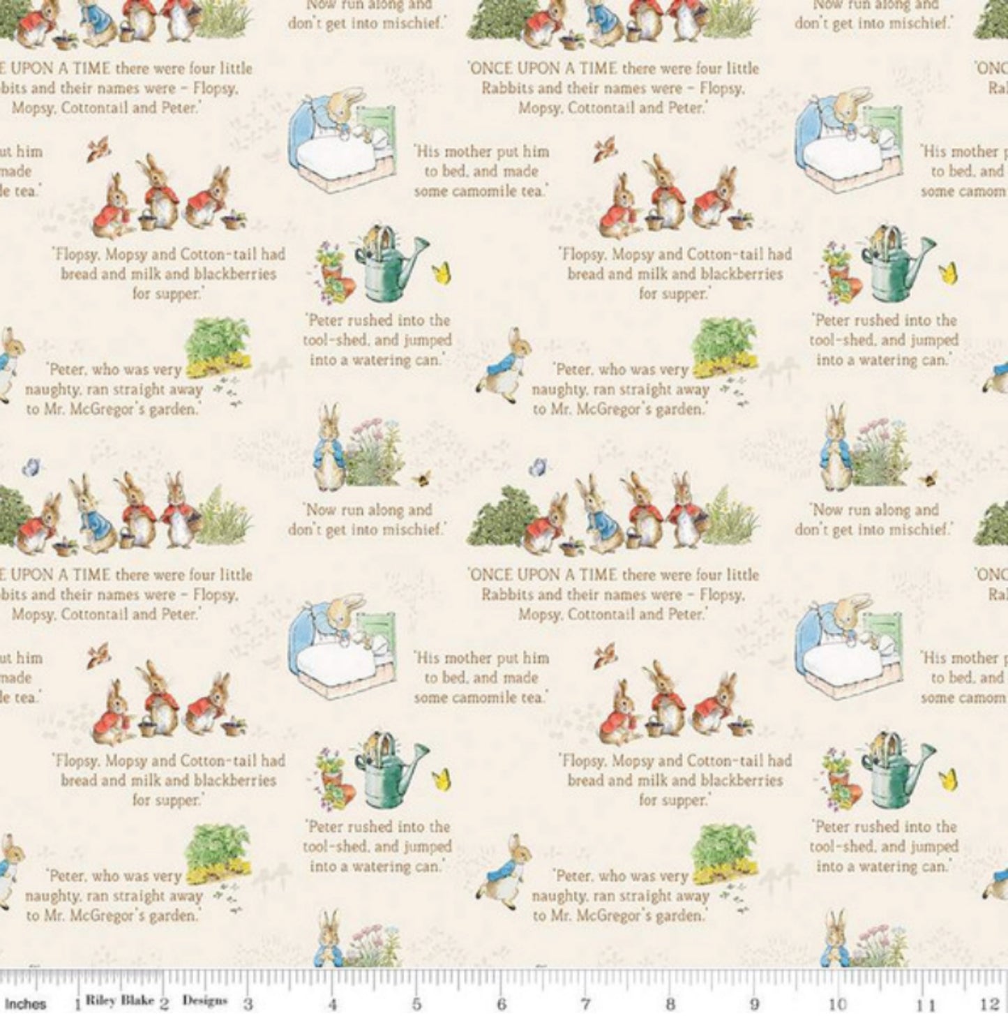 The Tale of Peter Rabbit - Text - Cream - Riley Blake Designs