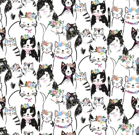 Pretty Cats and Florals Fabric from the Just Purrfect Collection from Tmeless Treasures
