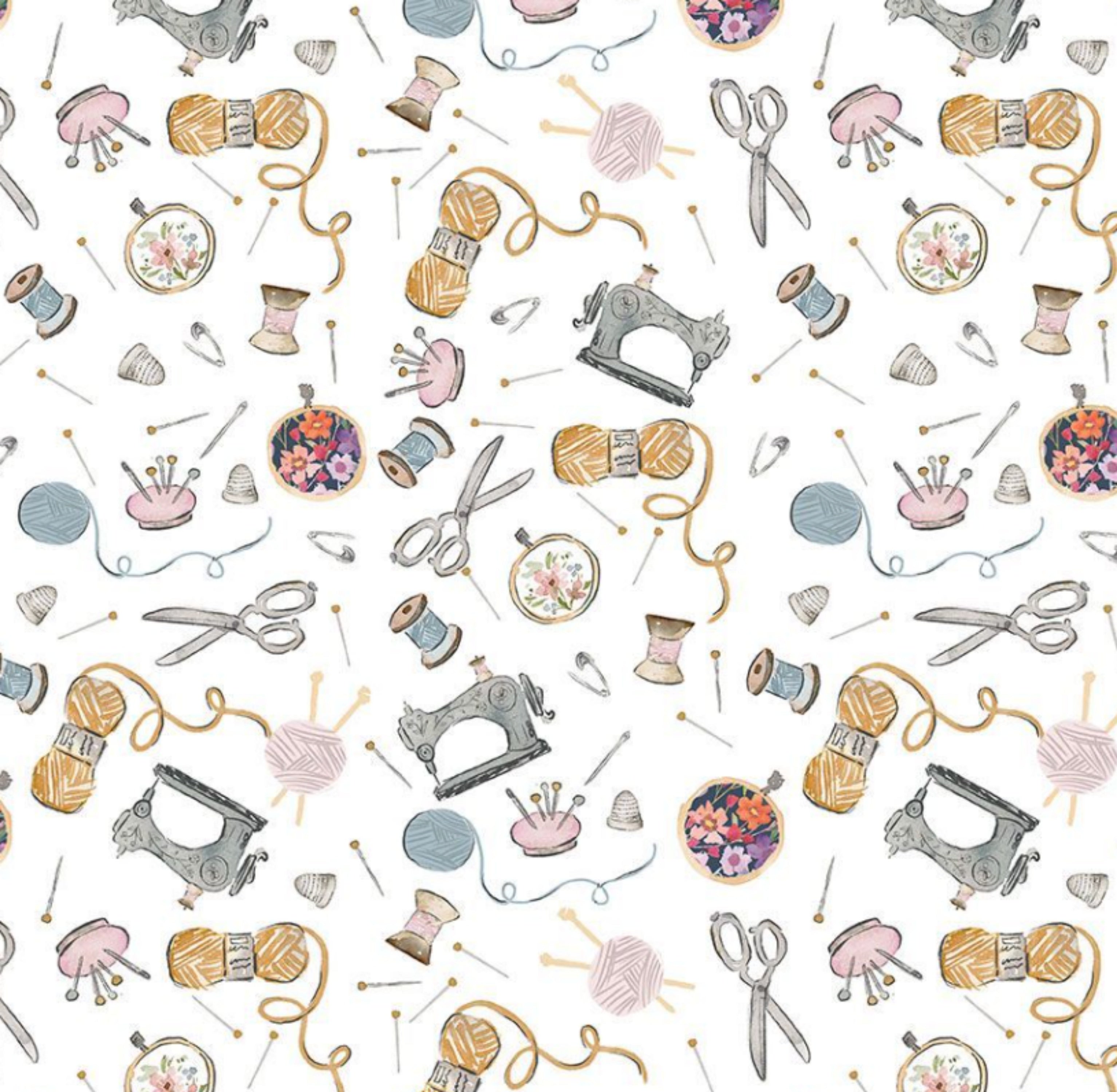 Sew What - White - And Sew It Goes - Clara Jean for Dear Stella Fabric ...