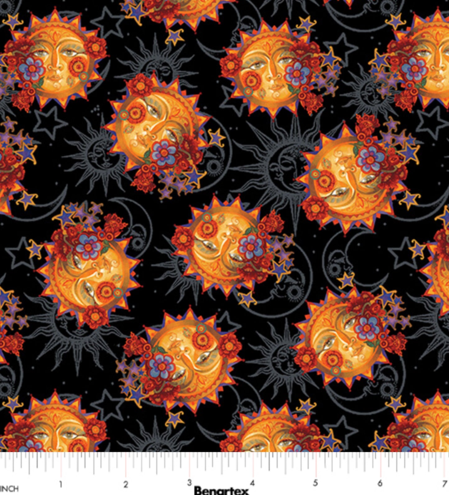 Sun - Black - Moon and Sun Collection - Artistry Fabrics