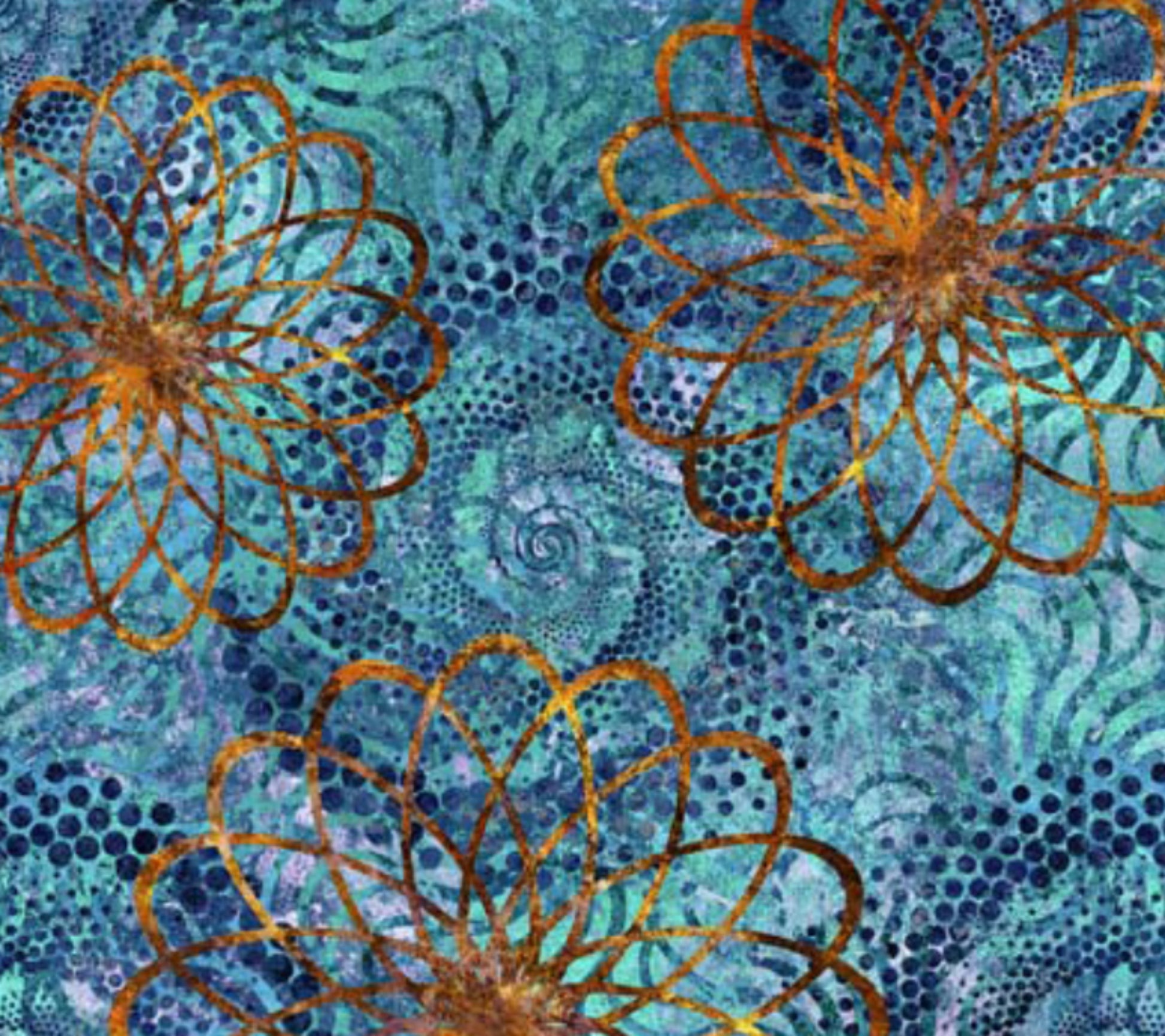 Spiral Floral Fabric - Twilight Collection by Dan Morris for QT Fabrics