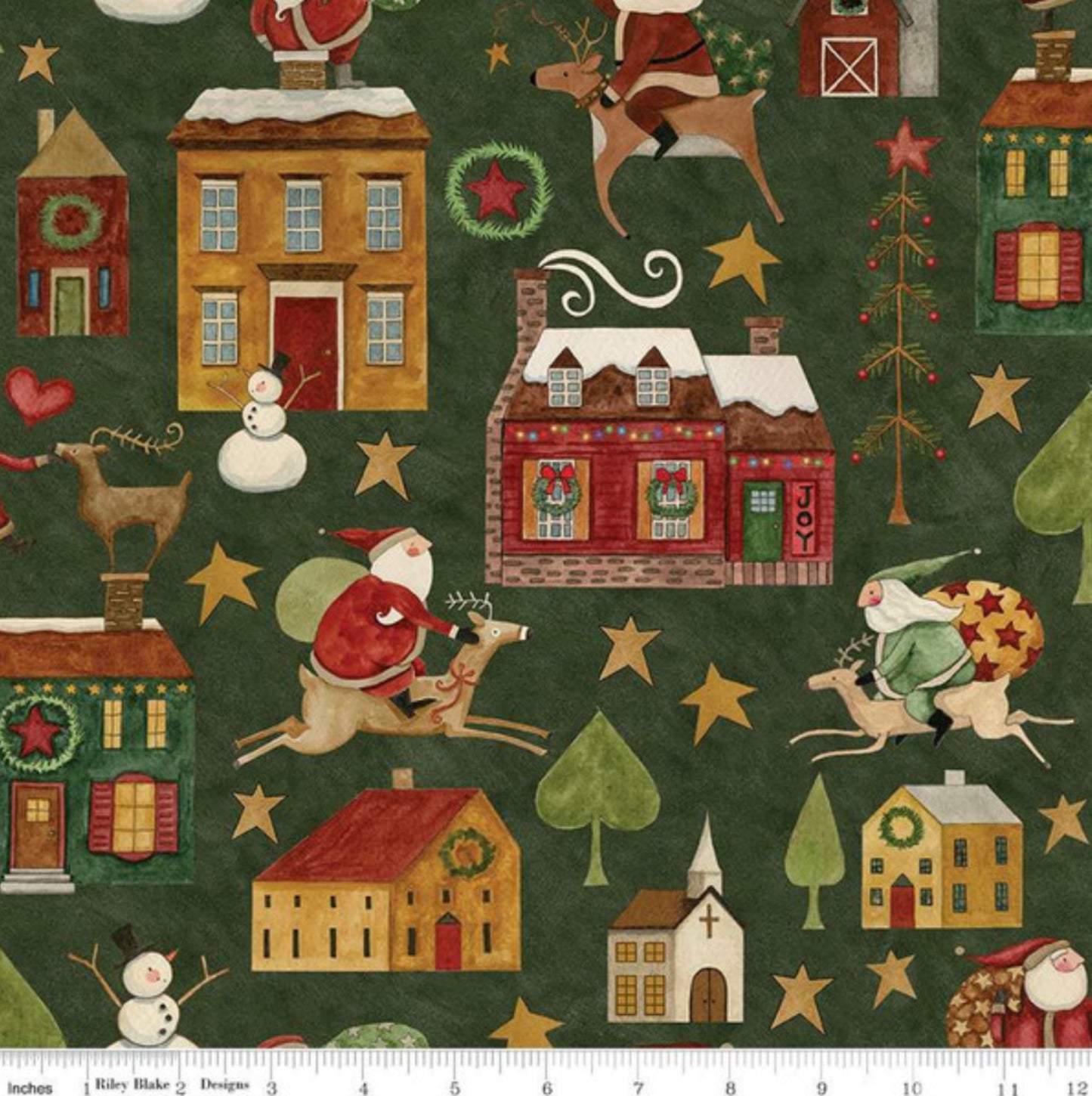 Up On The Housetop - Main Fabric - Green - Riley Blake Designs