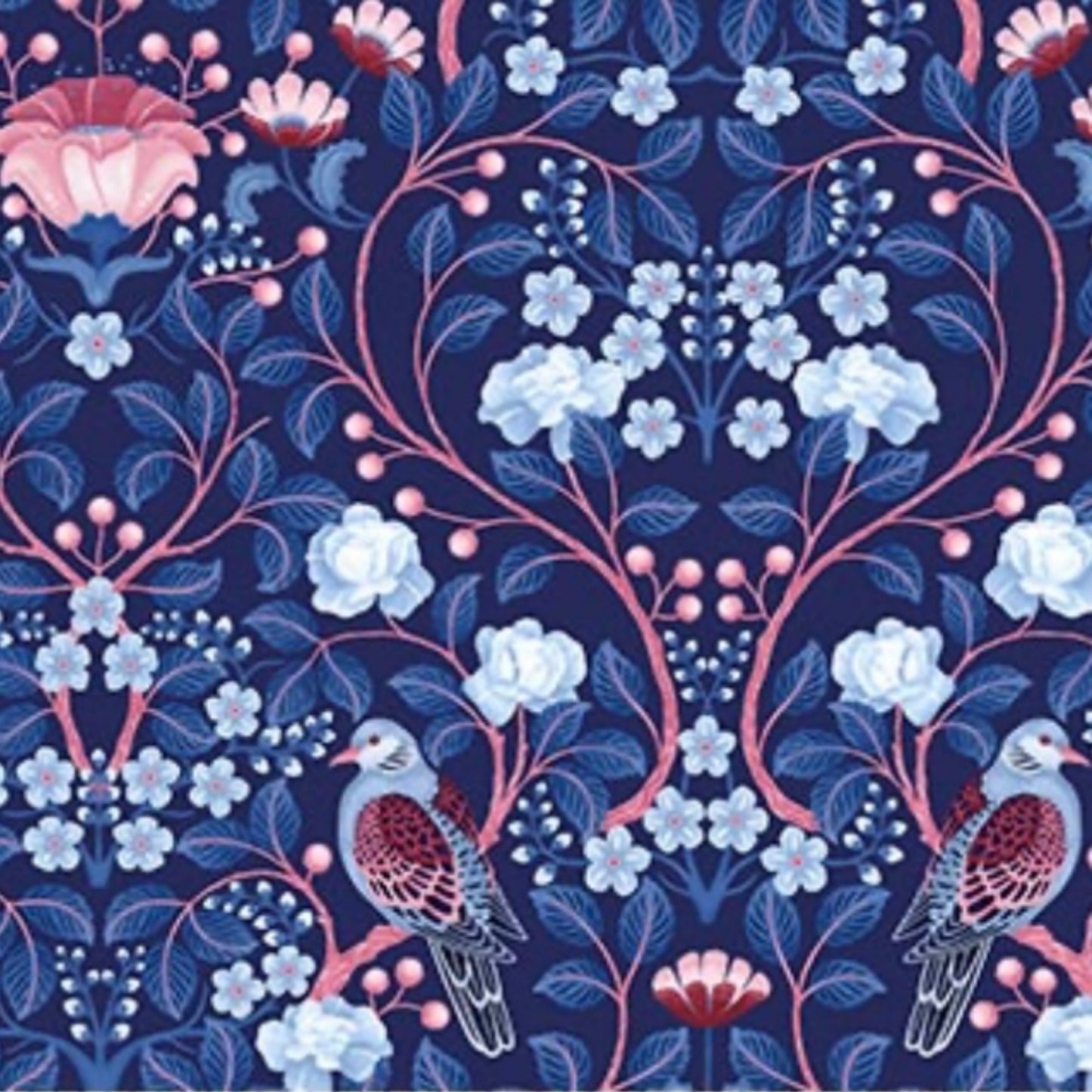 Willowberry Lane - Large Decor Damask - Royal Multi from Northcott Fabrics