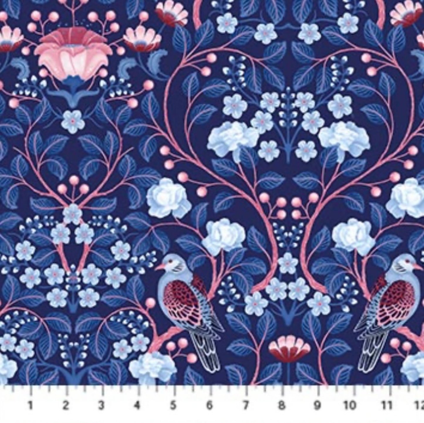 Willowberry Lane - Large Decor Damask - Royal Multi - Northcott Fabrics