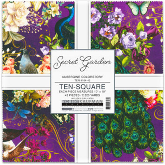 Secret Garden Aubergine Colorstory - Ten Square - 42 pc Layer Cake Robert Kaufman