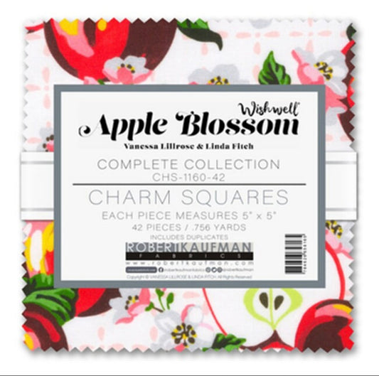Apple Blossom Charm Pack 42 pcs 5 x 5" Wishwell Fabrics for Robert Kaufman Fabrics