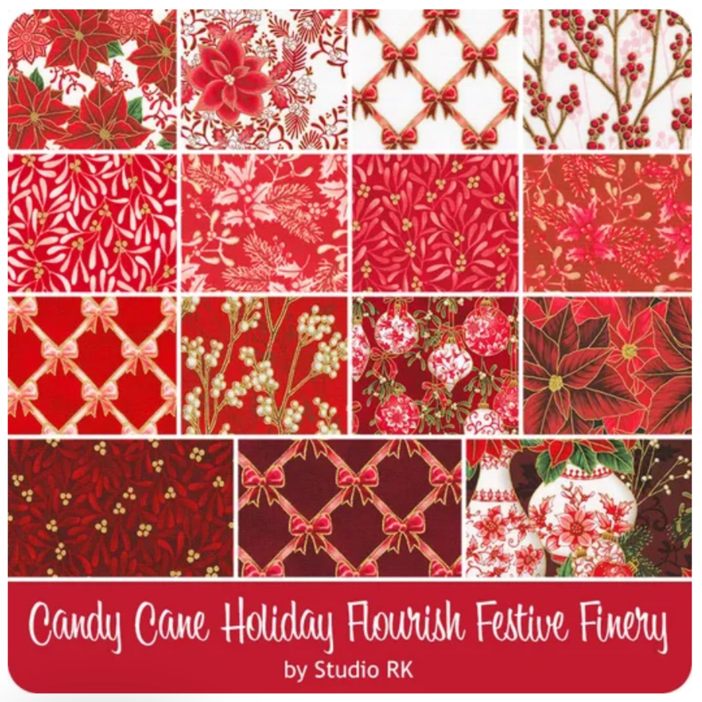 Holiday Flourish Festive Finery 2024 - Candy Cane Colorstory 15 pc. FQ Bundle - Robert Kaufman