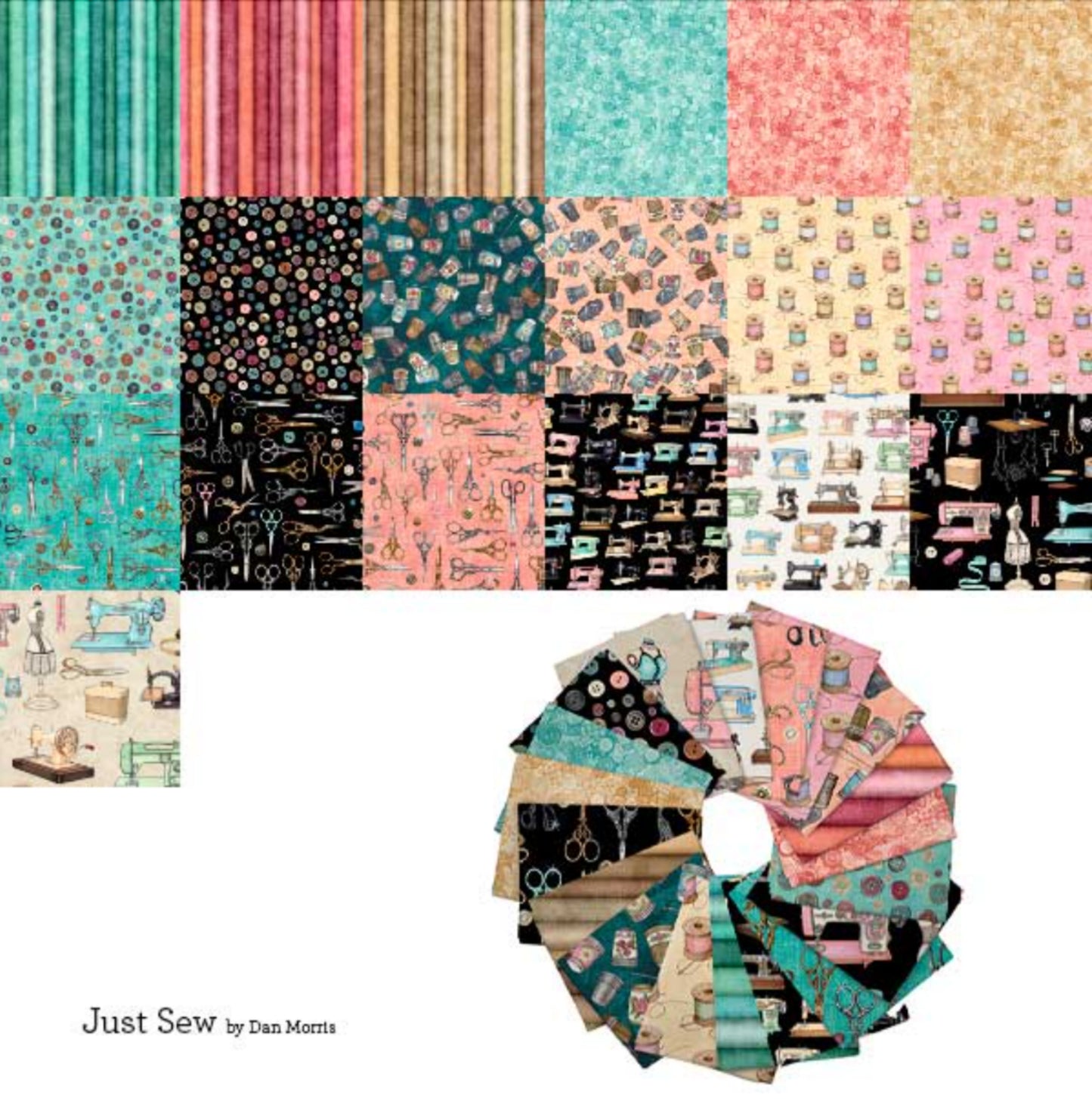 Just Sew Collection 19 pc. Fat Quarter Bundle by Dan Morris for QT Fabrics