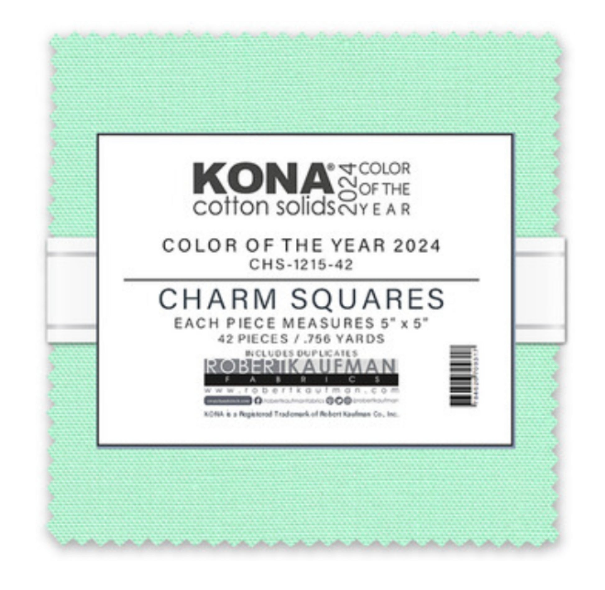 Kona Cotton Charm Pack 2024 Color Of The Year Julep - 5 x 5 in 42 pcs Robert Kaufman Fabrics
