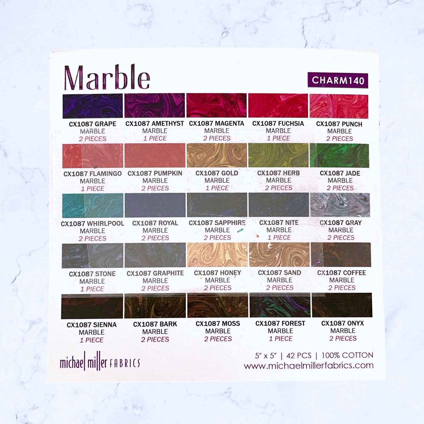 Marble 42 pc Charm Pack 5 x 5 in. | Michael Miller Charm Pack