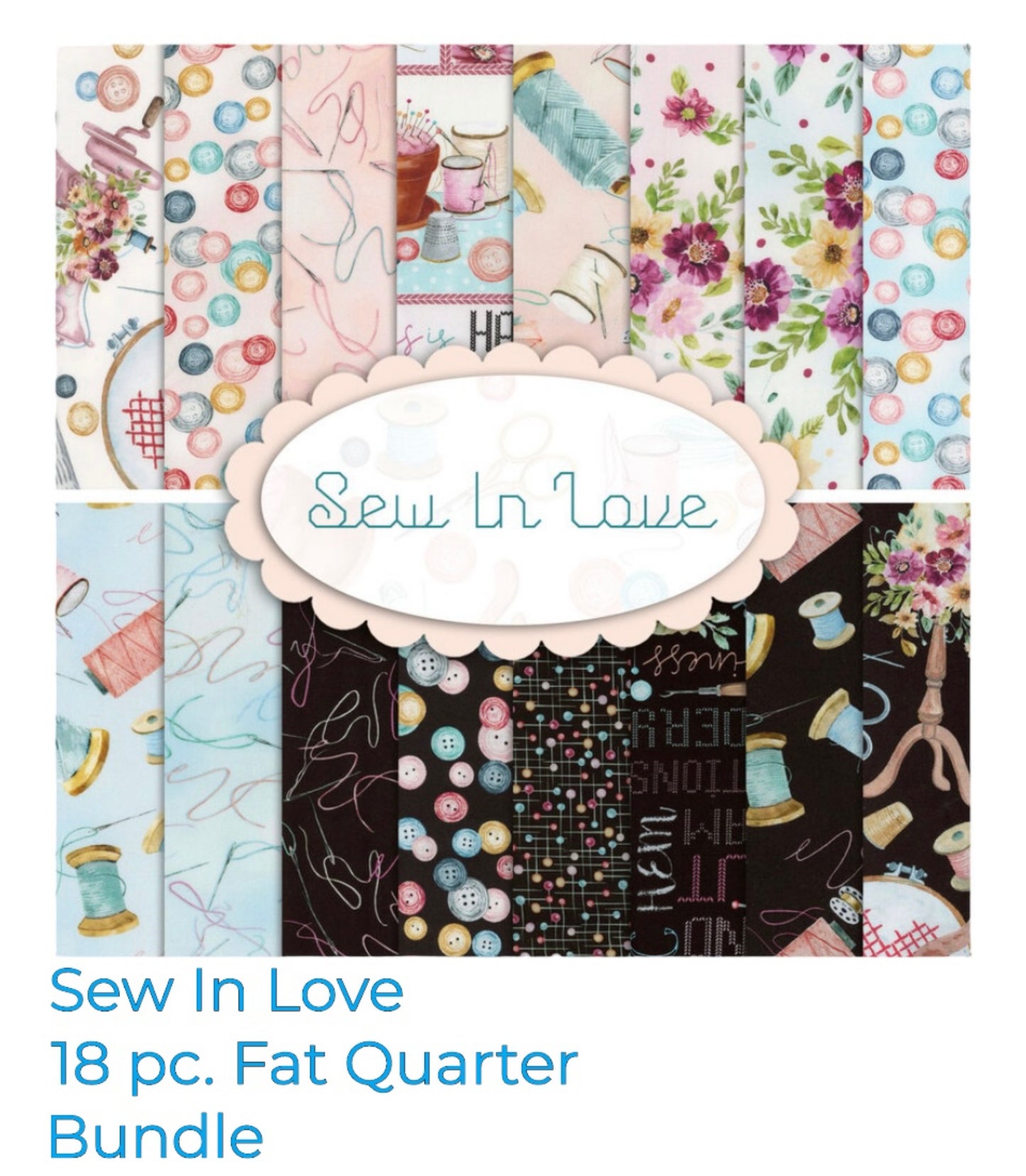 Sew In Love Fat Quarter 18 pc Bundle by Nicole Decamp for Kanvas Fabrics 