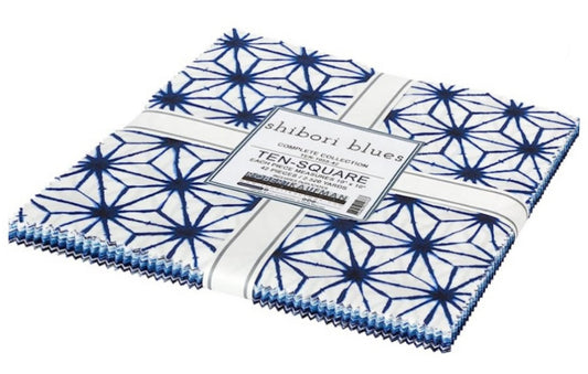 Shibori Blues Ten Square - Layer Cake 10 x 10 in by Robert Kaufman Fabrics