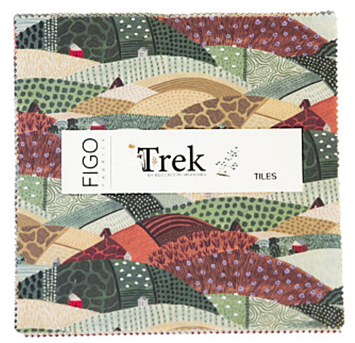 Trek Tiles - Layer Cake 10 x 10 in - Complete trek Collection by Boccaccini Meadows for Figo Fabrics. 42 pc complete Trek Collection. 100% Cotton, digitally printed.