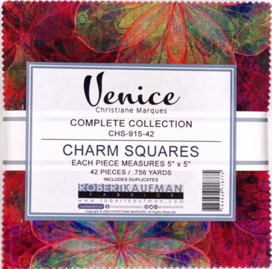 Venice Charm Squares - 5 x 5 in 42 pcs - Christaine Marques for Robert Kaufman Fabrics