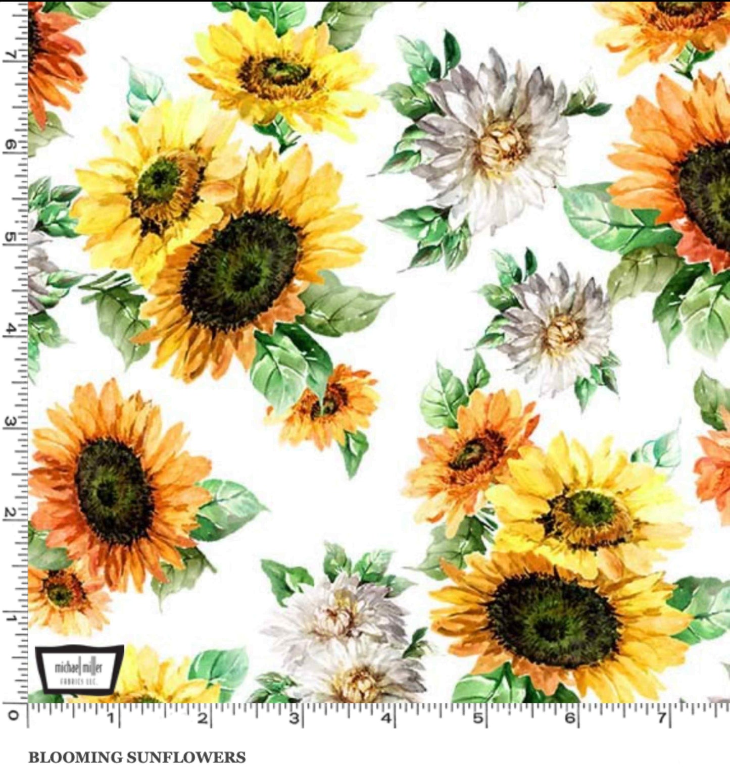 Fabric By The Yard - Blooming Sunflowers | Michael Miller DCX10734 White