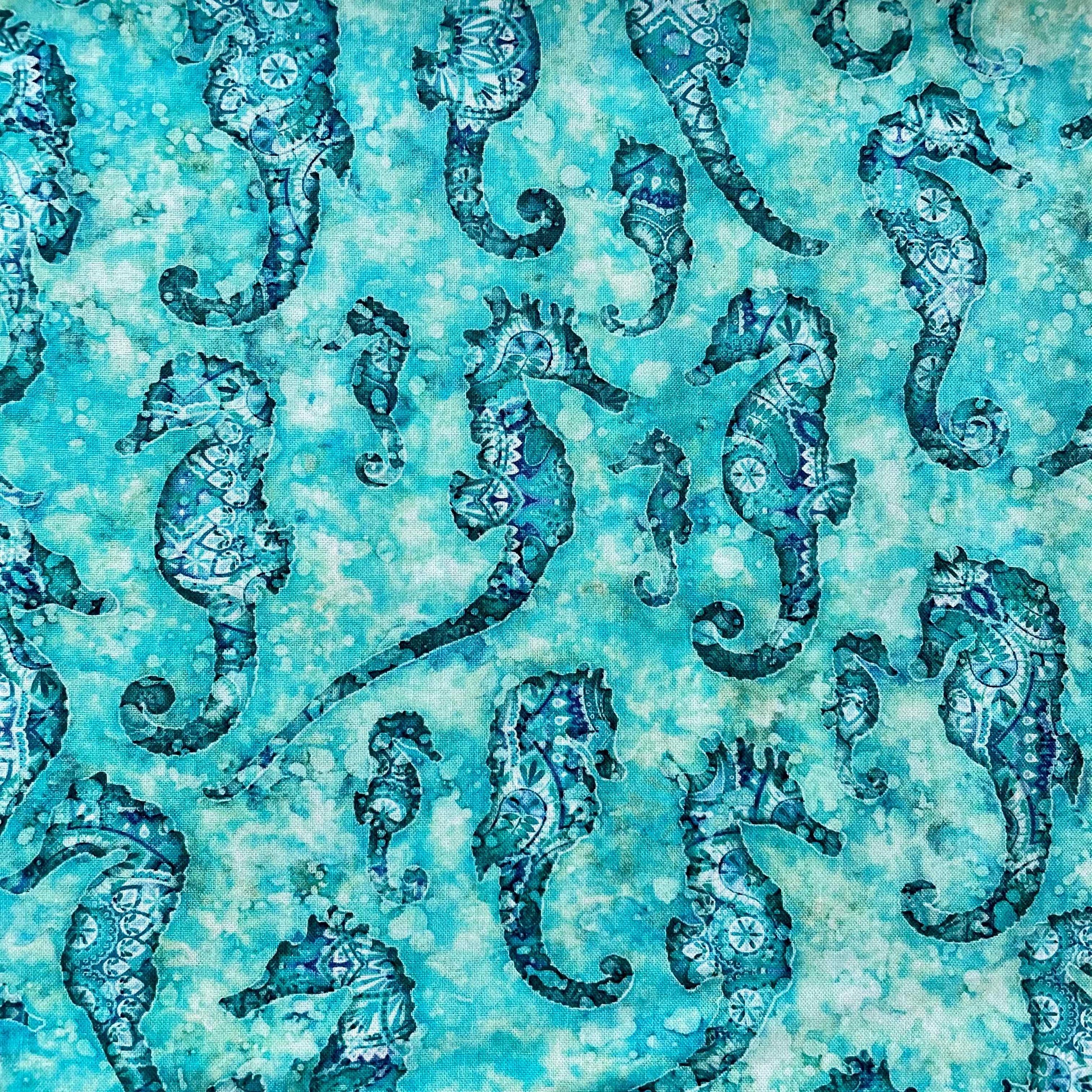 Seahorse Aqua Fabric QT Fabrics