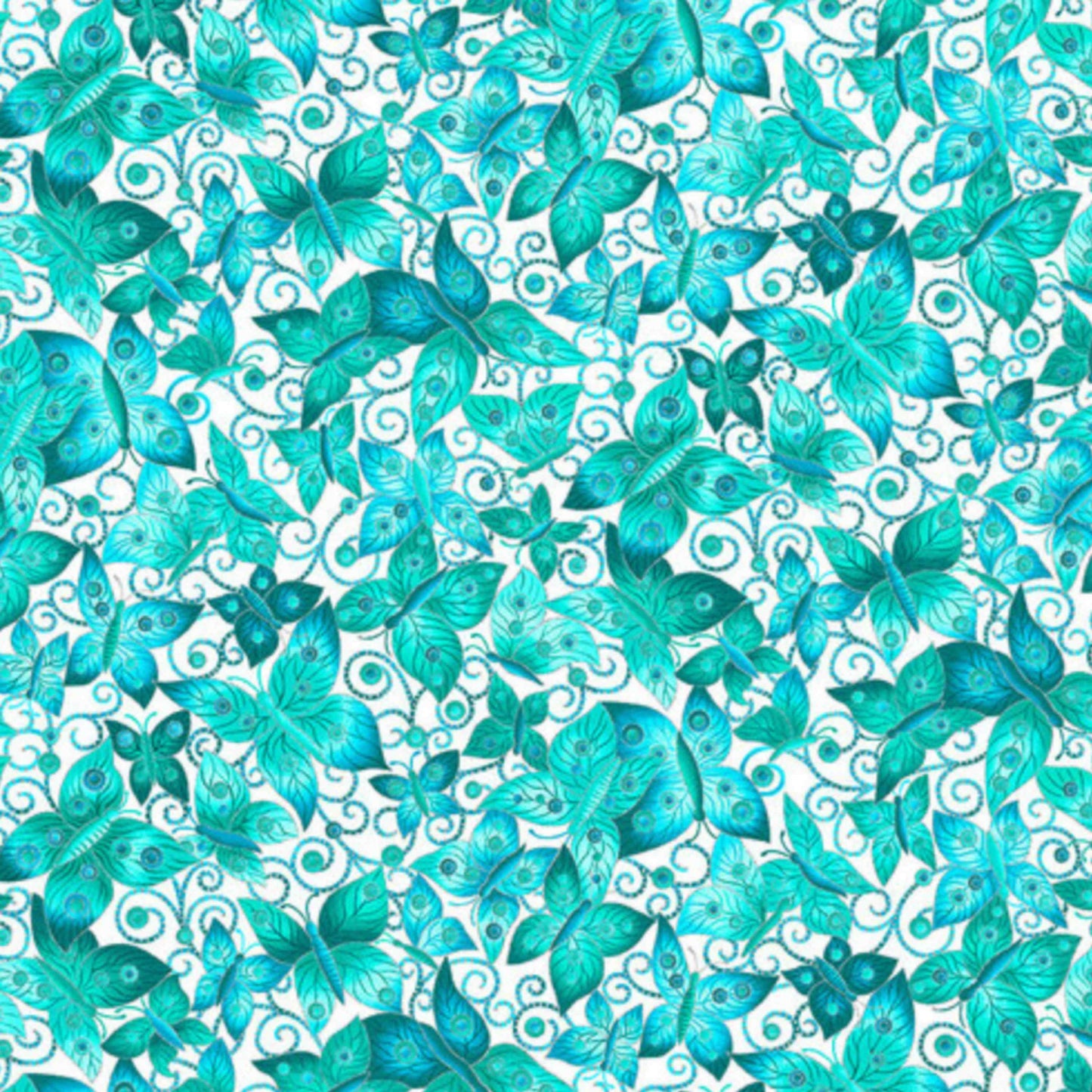 Fabric By The Yard - Ovarian Cancer Inspiration  - Butterflies - 1761M-76 - Teal - Blank Quilting Co.