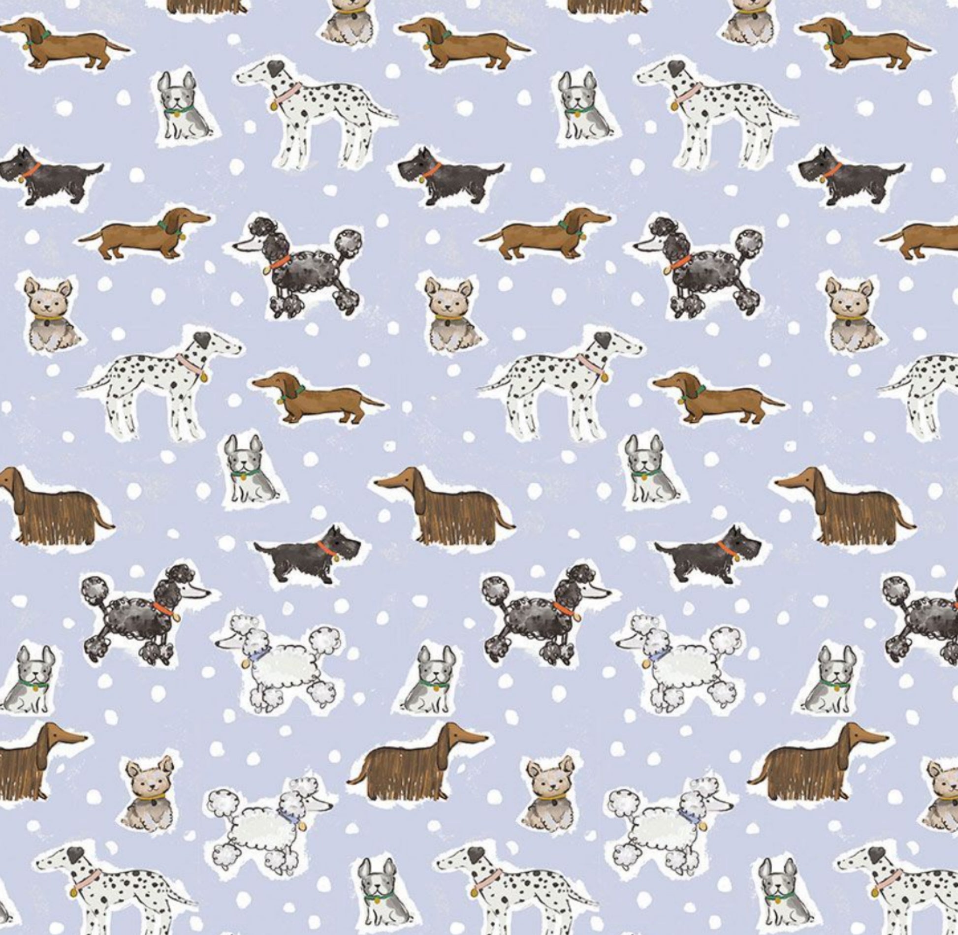 Stay Pawsitive - Dogs by Clara Jean for Dear Stella DJC2568 - Dogs on a Lavender Background