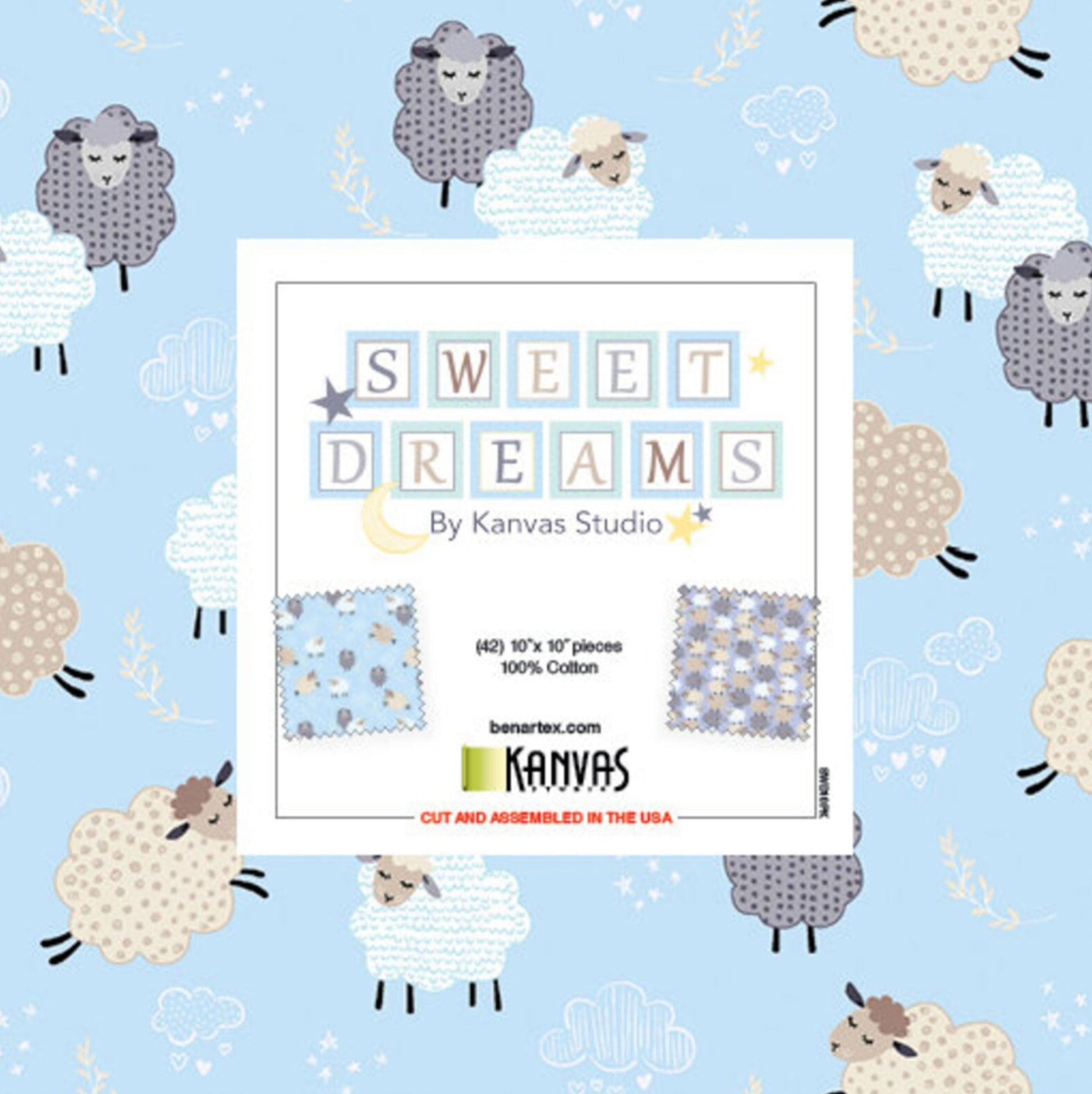 Sweet Dreams Flannel Layer Cake 10 x 10" 42 Piece Quilting Fabric by Kanvas for Benartex