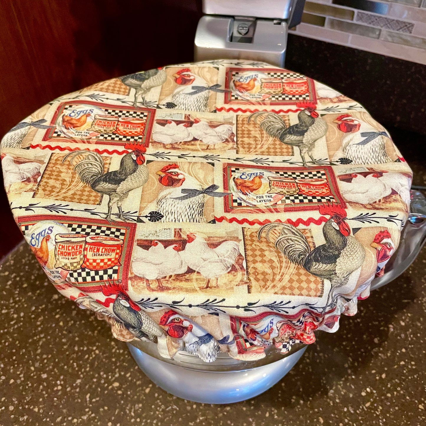 Stand Mixer Bowl Covers - Country Chickens and Roosters