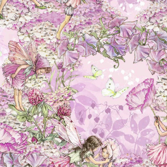 Fabric By The Yard - Petal Flower Fairies Pink - DC5057-PINK-D