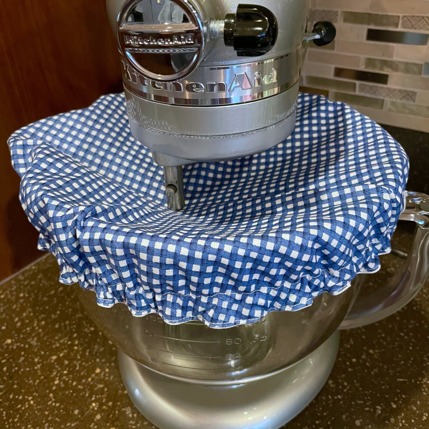 Stand Mixer Bowl Covers - Blue and White Gingham Tiny Check