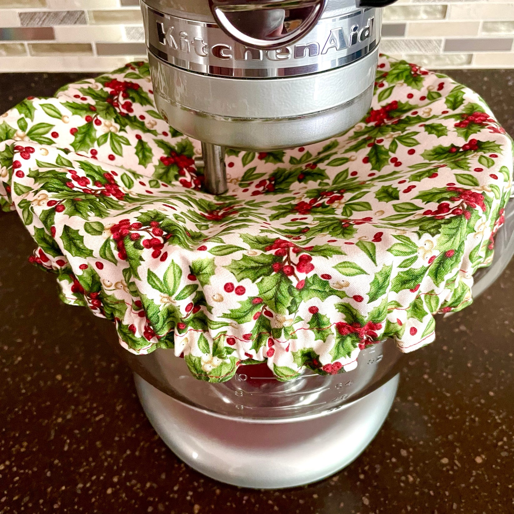Stand Mixer Bowl Covers Holly and Berries Dalisay Design Fabrics